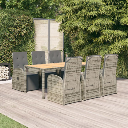 Set da Pranzo da Giardino 7 pz con Cuscini in Polyrattan Grigio - homemem39