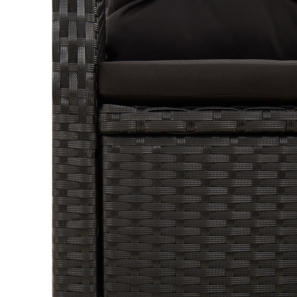 Set da Pranzo da Giardino 5 pz Nero con Cuscini in Polyrattan | homemem39