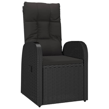 Set da Pranzo da Giardino 7 pz Nero con Cuscini in Polyrattan - homemem39