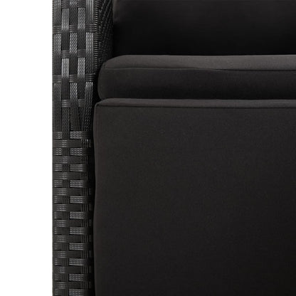 Set da Pranzo da Giardino 7 pz Nero con Cuscini in Polyrattan | homemem39