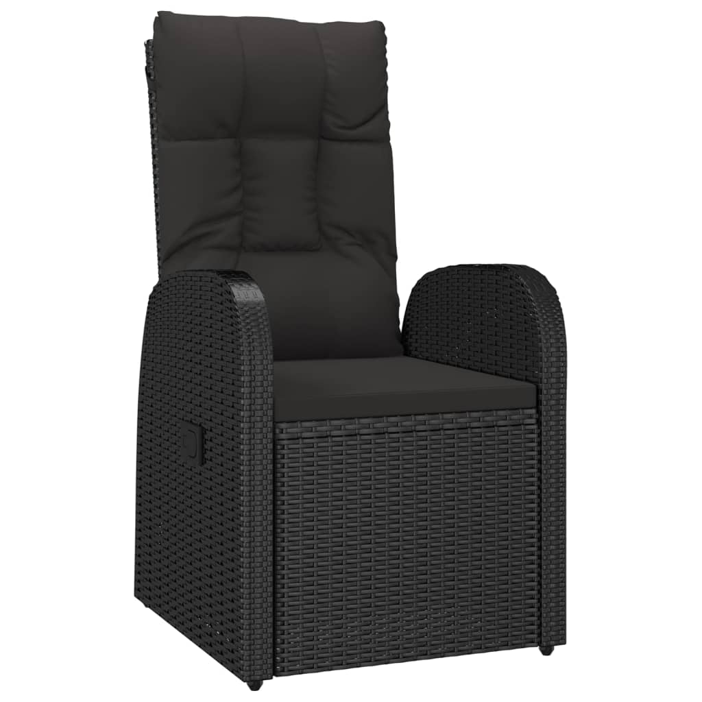 Set da Pranzo da Giardino 9 pz con Cuscini Nero in Polyrattan | homemem39