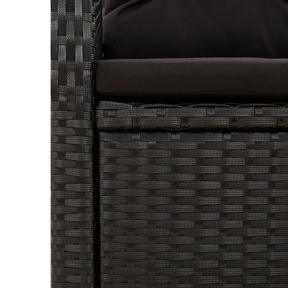 Set da Pranzo da Giardino 9 pz con Cuscini Nero in Polyrattan | homemem39
