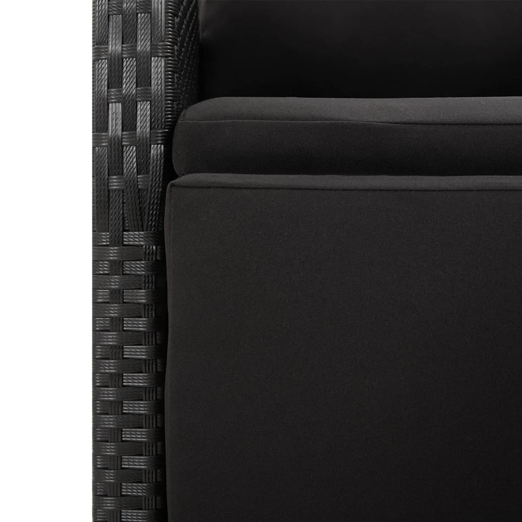 Set da Pranzo da Giardino 9 pz con Cuscini Nero in Polyrattan | homemem39
