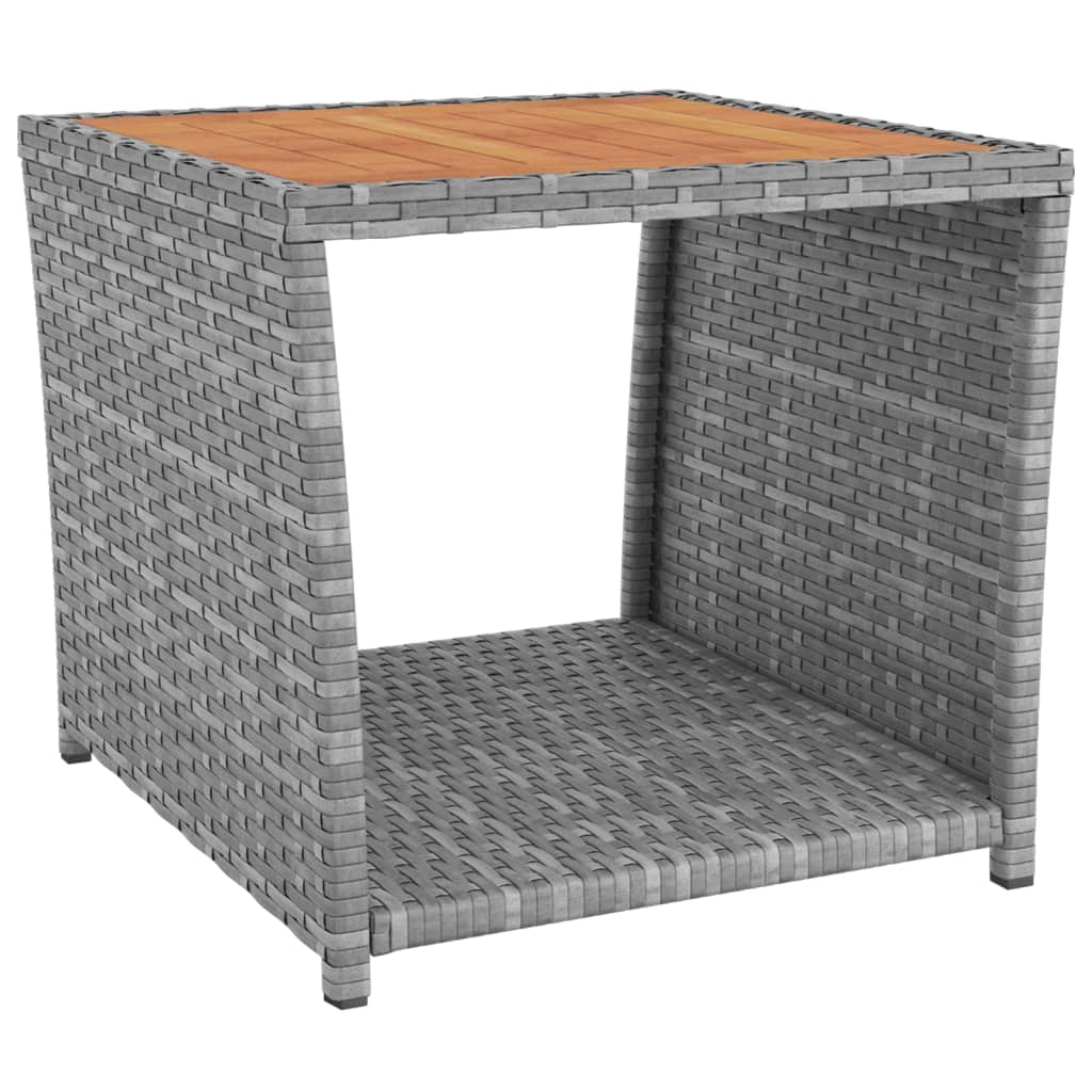 Garden Furniture Set 3pcs Gray Polyrattan Solid Acacia Wood