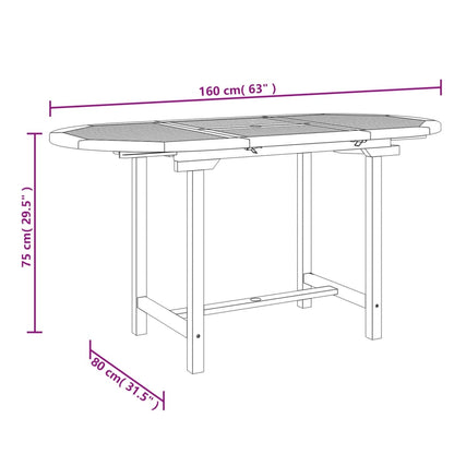 Extendable Garden Table 110-160x80x75cm Solid Teak Wood