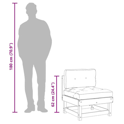Divano Centrale con Cuscini Marrone Ambra Legno Massello Pino - homemem39