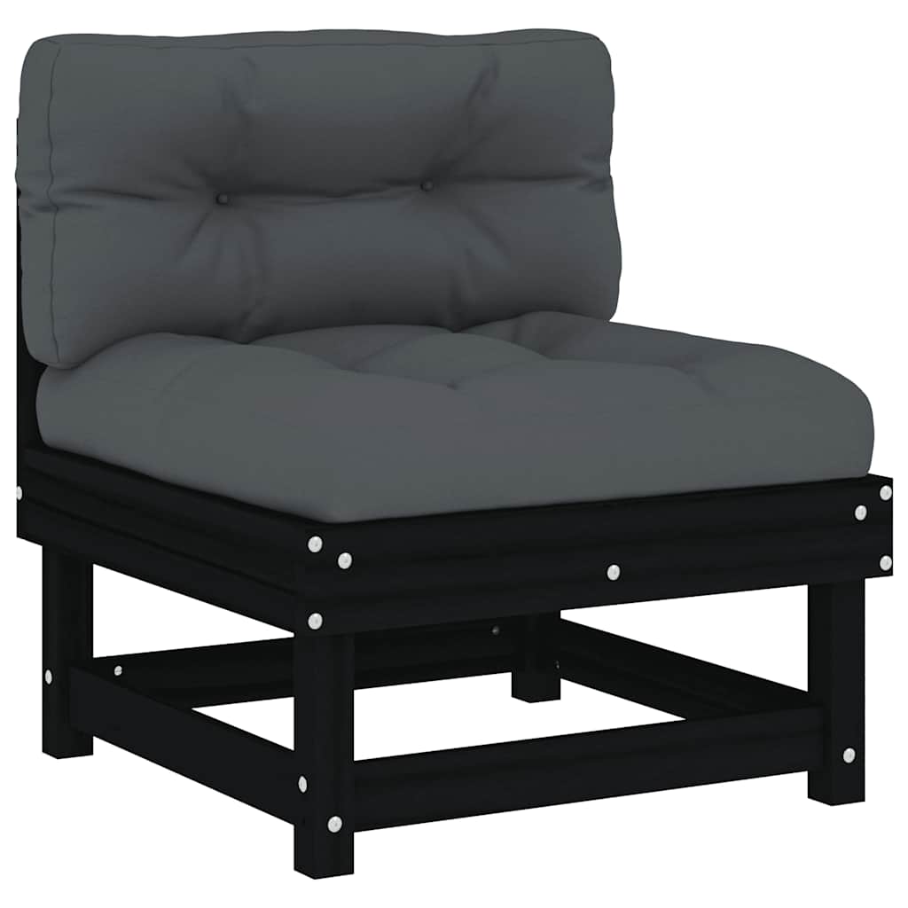 Divano Centrale con Cuscini in Legno Massello di Pino Nero