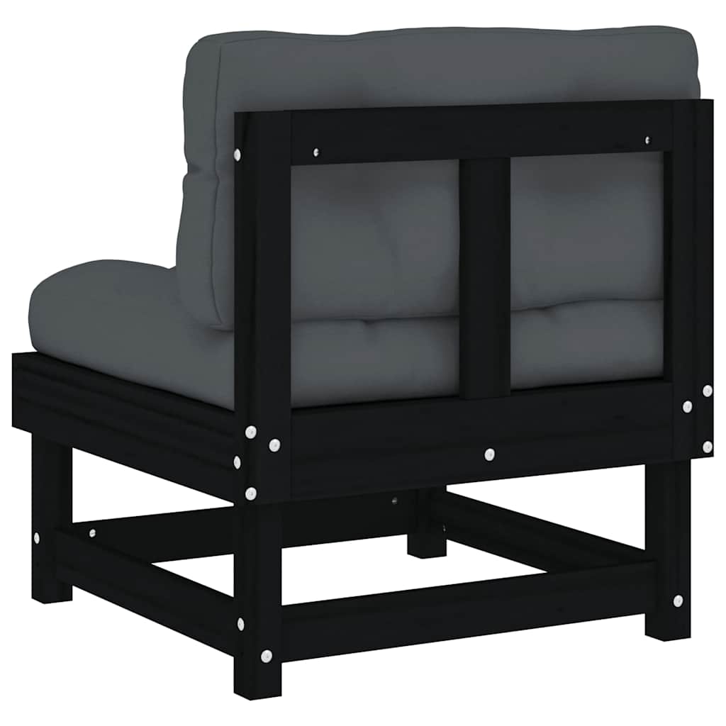 Divano Centrale con Cuscini in Legno Massello di Pino Nero