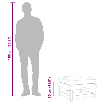 Poggiapiedi da Giardino con Cuscino Legno Massello Pino Bianco - homemem39