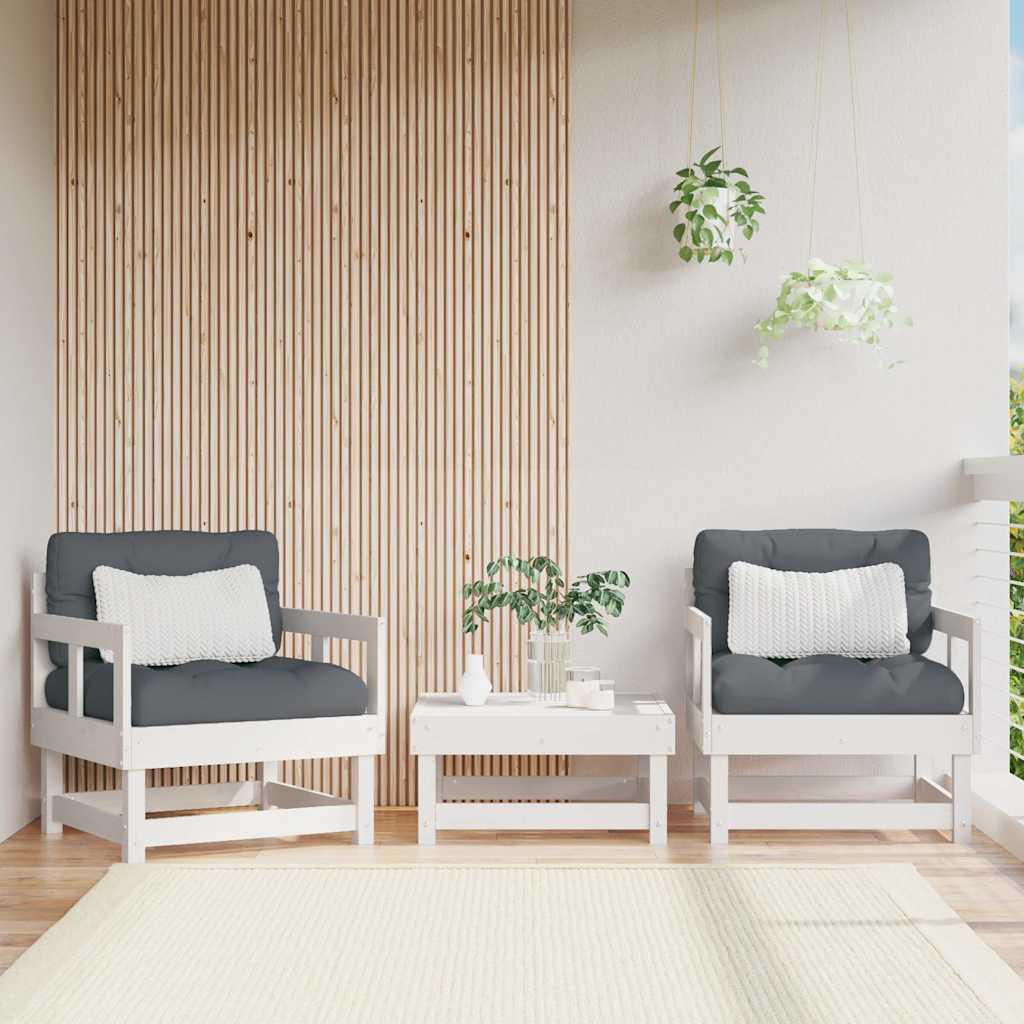 Sedie da Giardino con Cuscini 2pz Legno Massello di Pino Bianco - homemem39