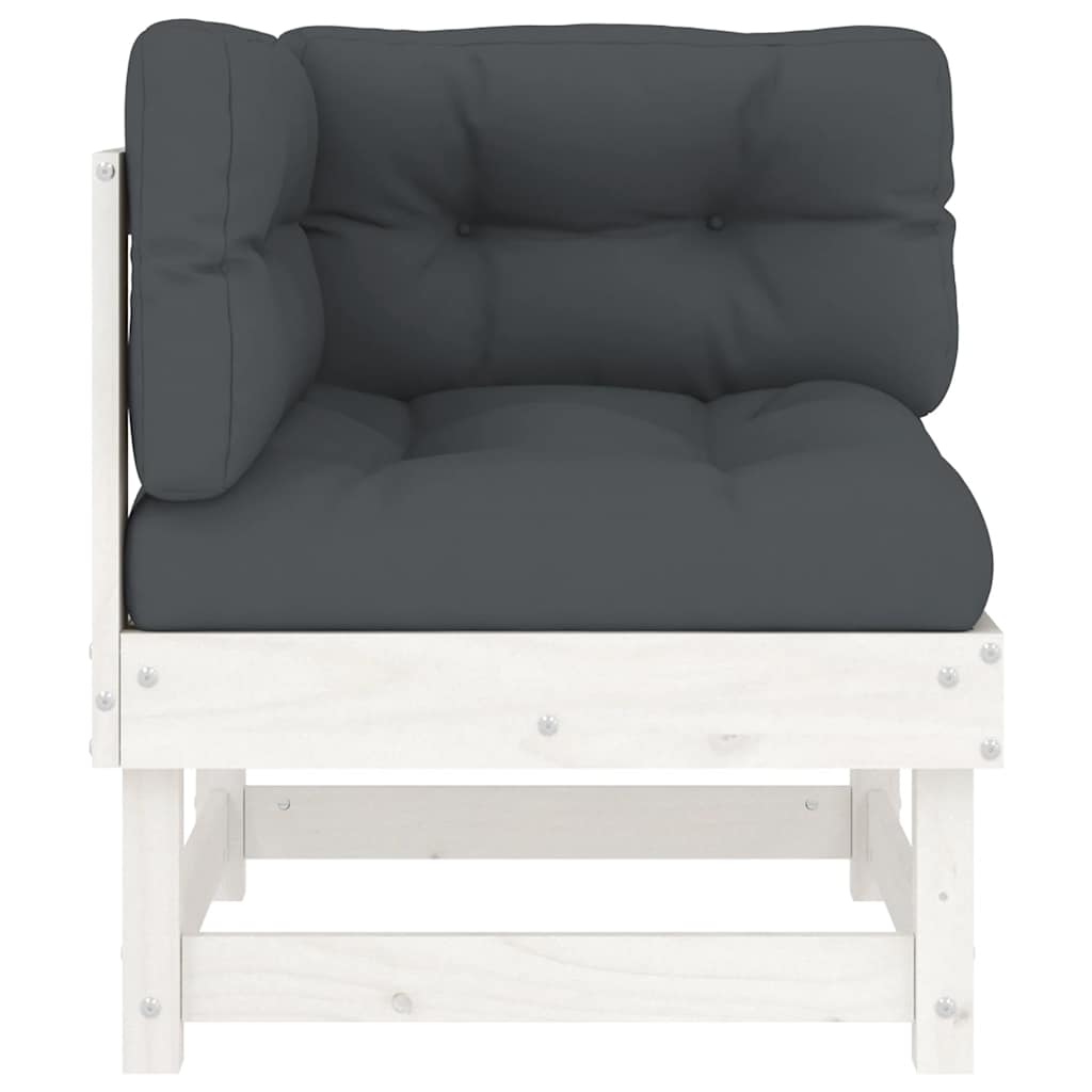 Divani Angolari con Cuscini 2 pz Legno Massello di Pino Bianco