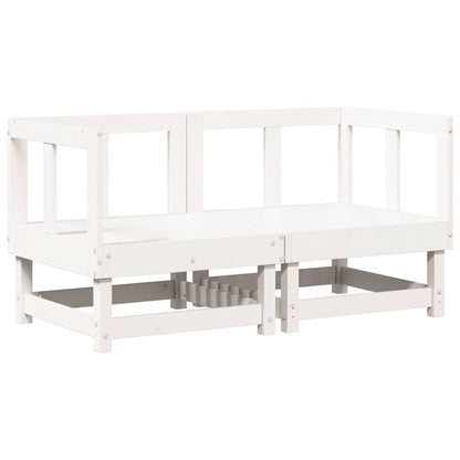 Divani Angolari con Cuscini 2 pz Legno Massello di Pino Bianco