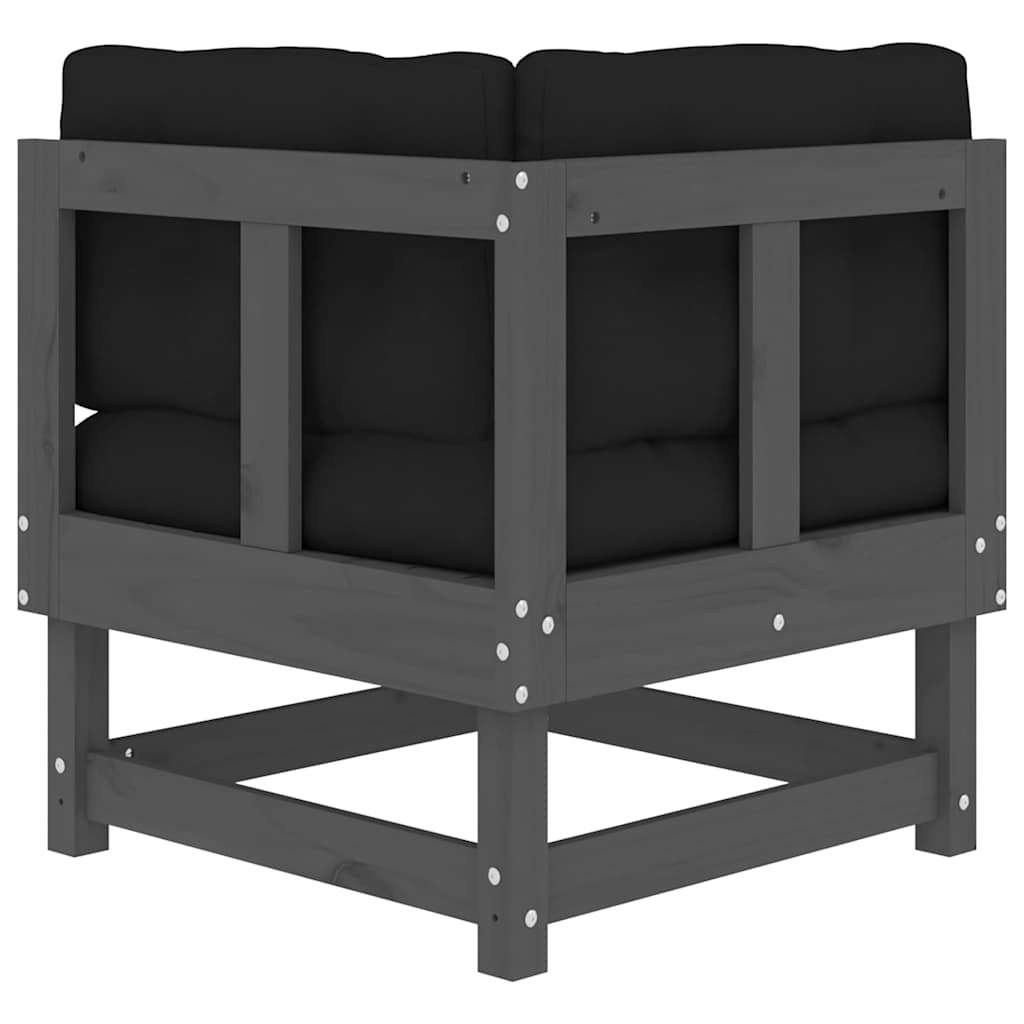 Divani Angolari con Cuscini 2 pz Legno Massello di Pino Grigio - homemem39