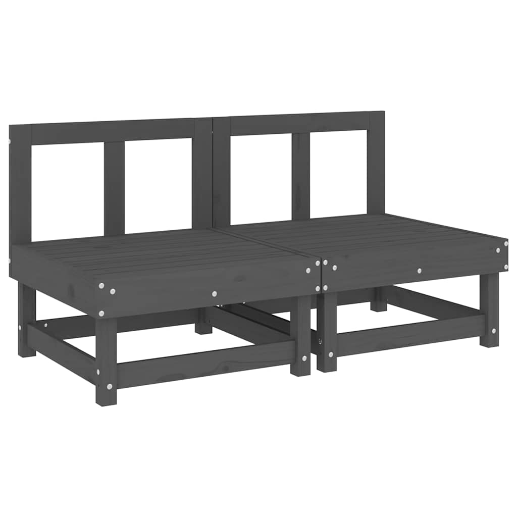 Divani Centrali con Cuscini 2 pz Legno Massello di Pino Grigio | homemem39