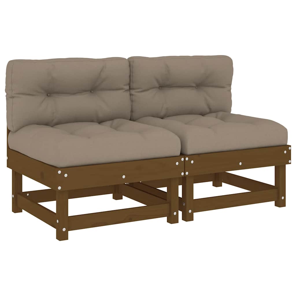 Divani Centrali con Cuscini 2pz in Legno Massello di Pino Ambra - homemem39