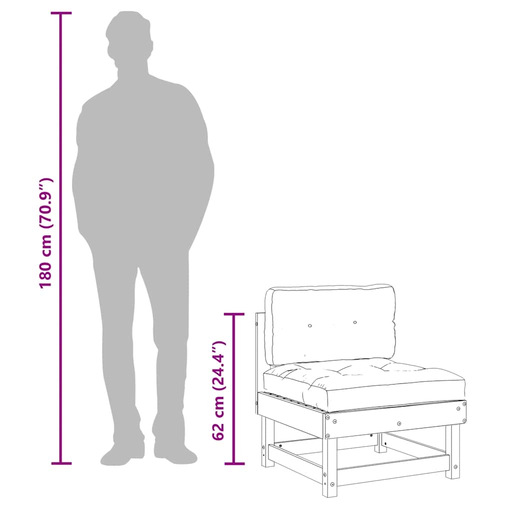 Divani Centrali con Cuscini 2 pz in Legno Massello di Douglas - homemem39