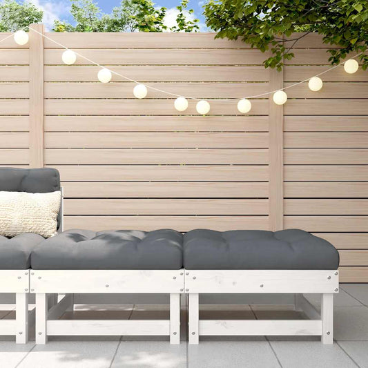 Poggiapiedi Giardino con Cuscini 2pz Legno Massello Pino Bianco - homemem39