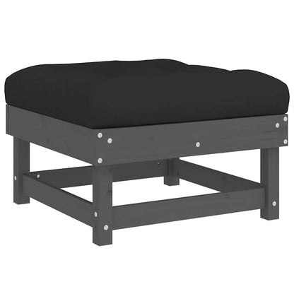 Poggiapiedi Giardino con Cuscini 2pz Legno Massello Pino Grigio | homemem39
