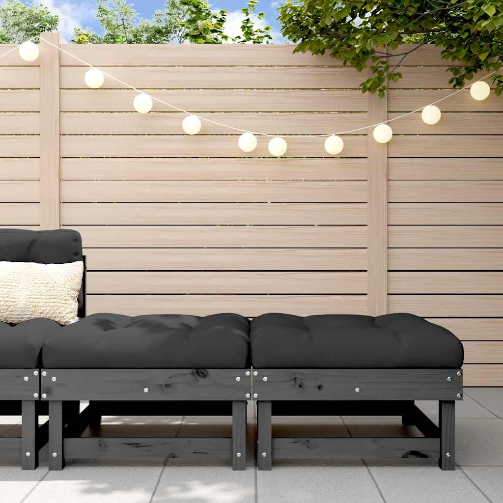 Poggiapiedi Giardino con Cuscini 2pz Legno Massello Pino Grigio | homemem39