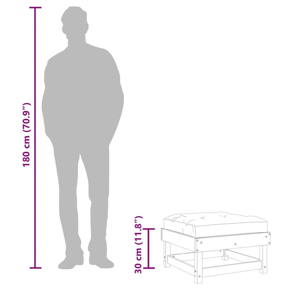 Poggiapiedi Giardino con Cuscini 2 pz Legno Massello di Douglas - homemem39