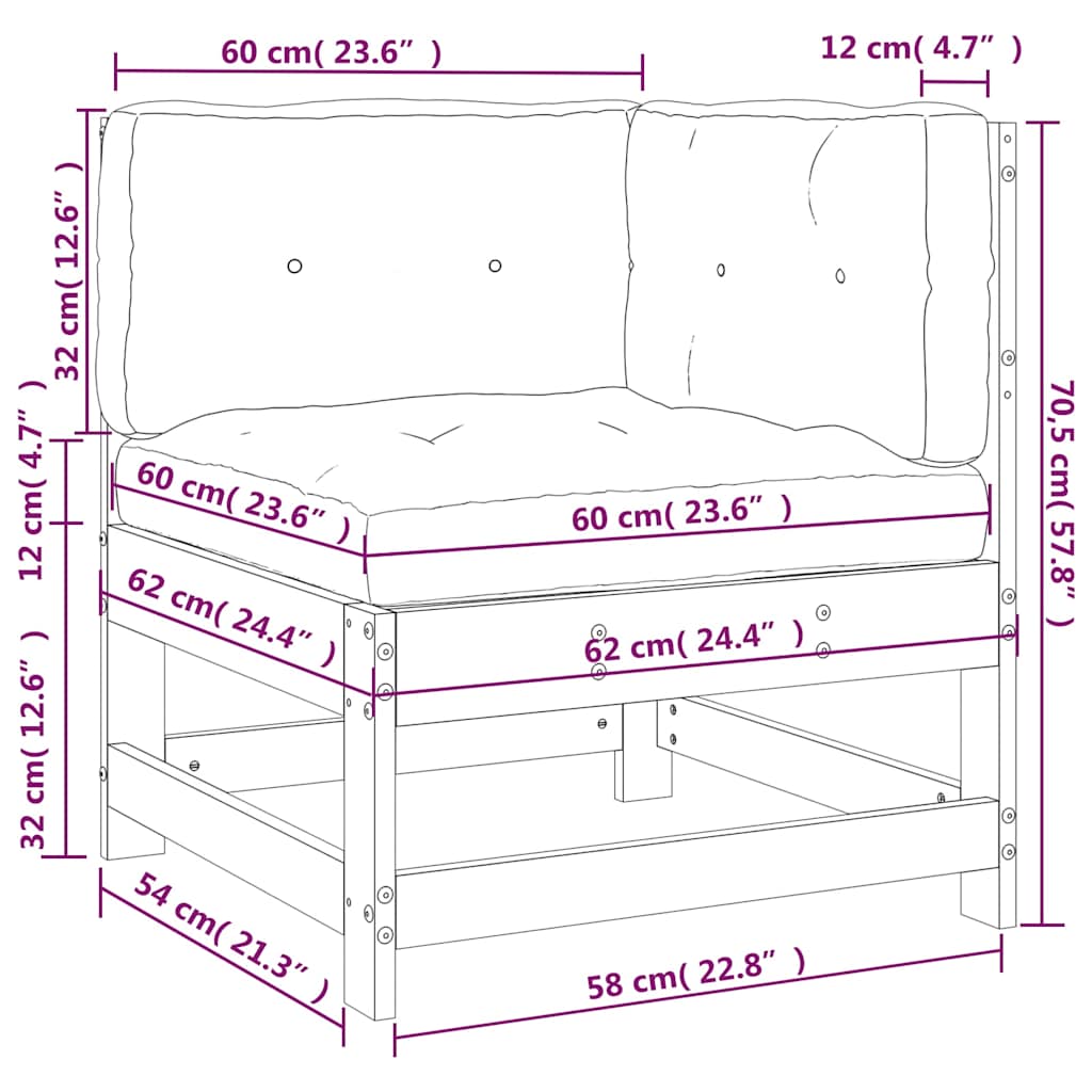 Divano Angolare con Cuscini in Legno Massello di Pino - homemem39
