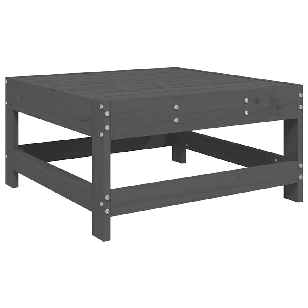 Poggiapiedi da Giardino con Cuscino Legno Massello Pino Grigio | homemem39