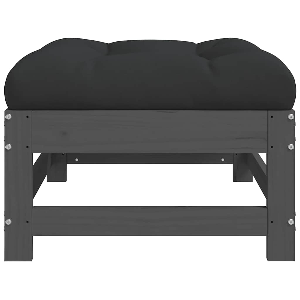 Poggiapiedi da Giardino con Cuscino Legno Massello Pino