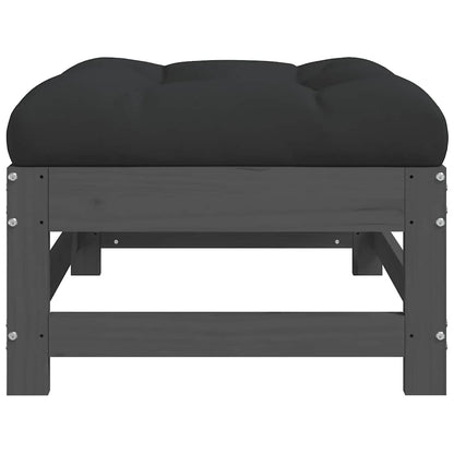 Poggiapiedi da Giardino con Cuscino Legno Massello Pino