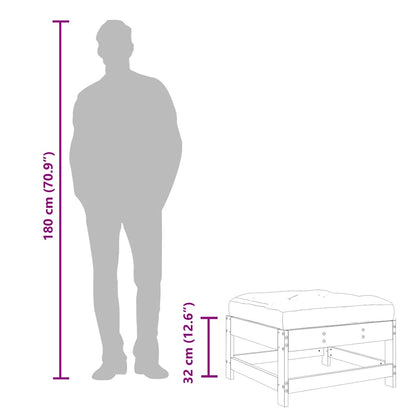 Poggiapiedi da Giardino con Cuscino Legno Massello di Pino Nero