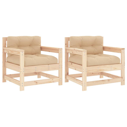 Sedie da Giardino con Cuscini 2 pz Legno Massello di Pino