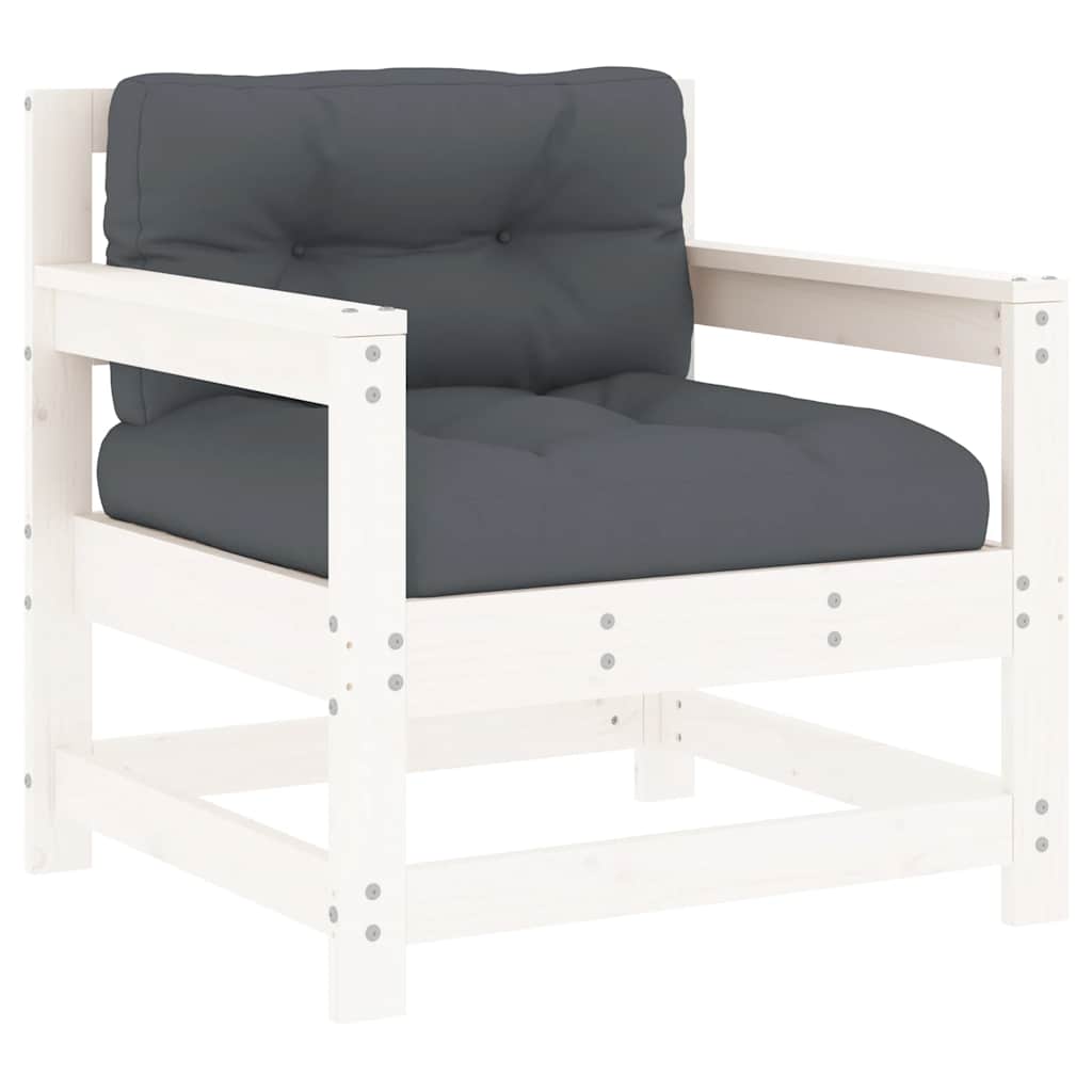 Sedie da Giardino con Cuscini 2pz Legno Massello di Pino Bianco | homemem39