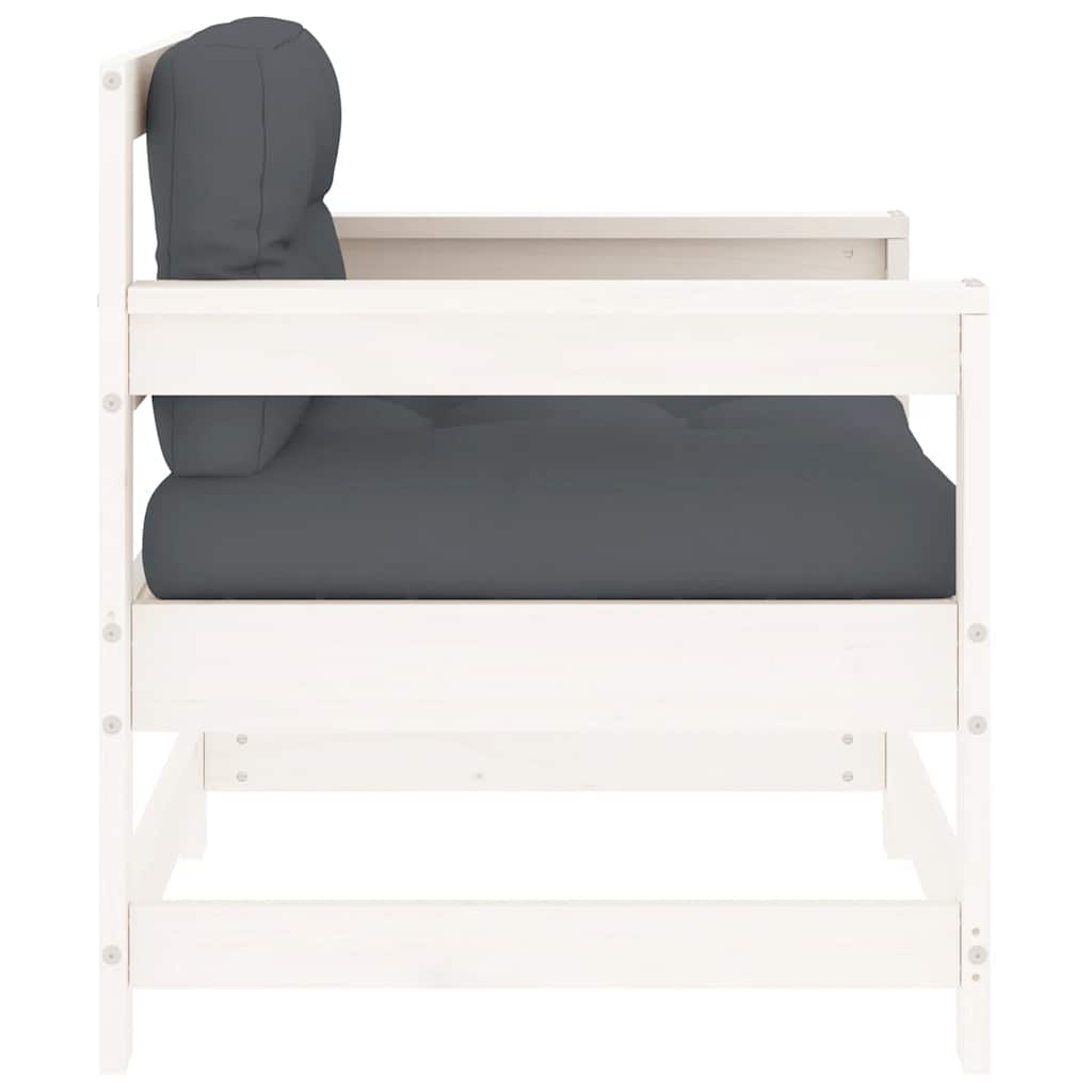 Sedie da Giardino con Cuscini 2pz Legno Massello di Pino Bianco | homemem39