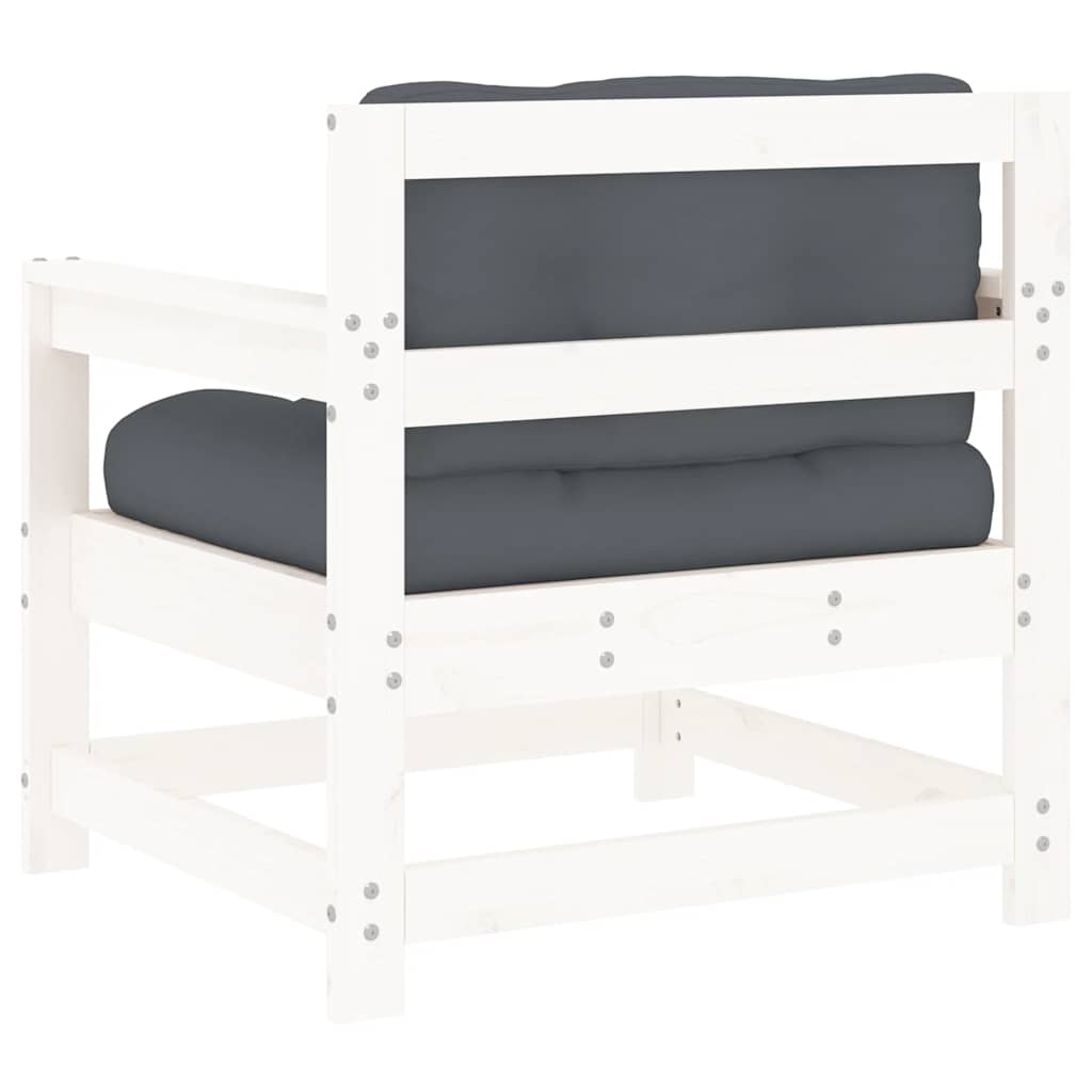 Sedie da Giardino con Cuscini 2pz Legno Massello di Pino Bianco | homemem39