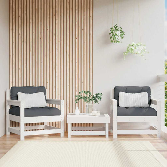 Sedie da Giardino con Cuscini 2pz Legno Massello di Pino Bianco | homemem39