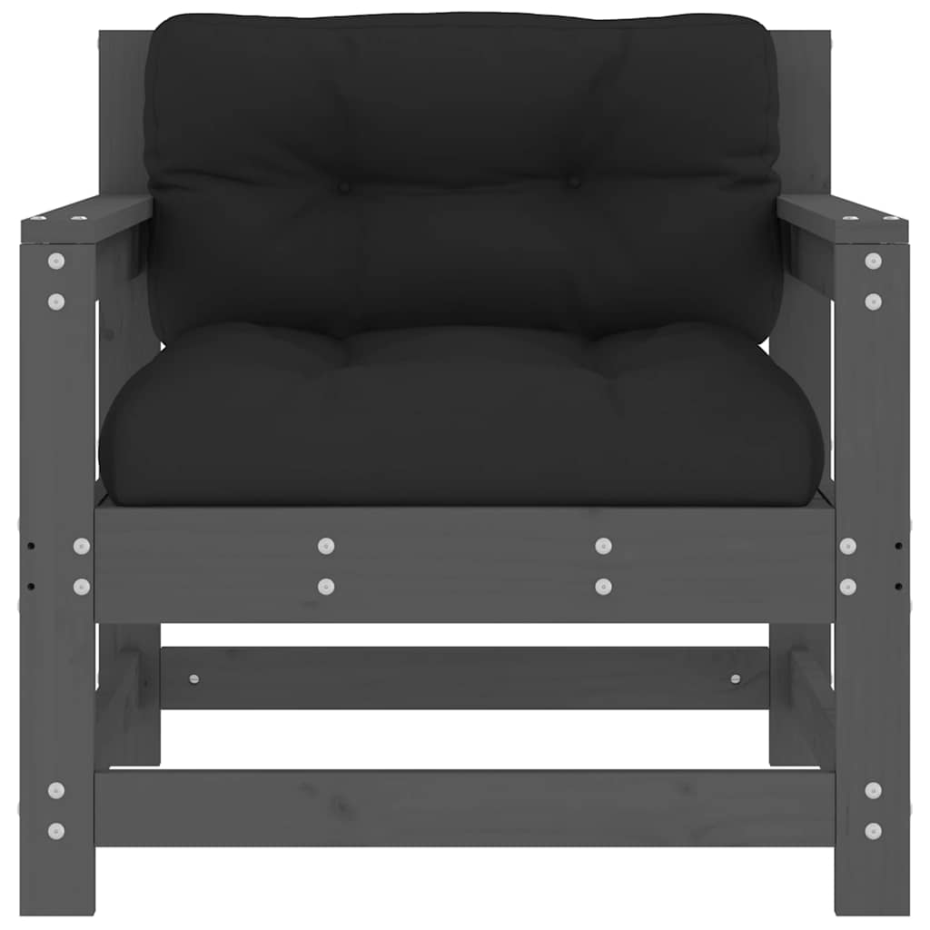 Sedie da Giardino con Cuscini 2pz Legno Massello di Pino Grigio | homemem39