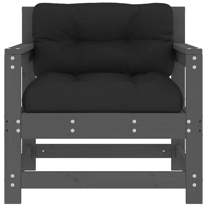 Sedie da Giardino con Cuscini 2pz Legno Massello di Pino Grigio | homemem39