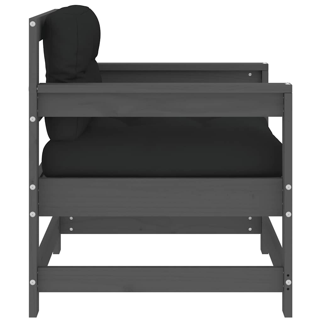 Sedie da Giardino con Cuscini 2pz Legno Massello di Pino Grigio | homemem39