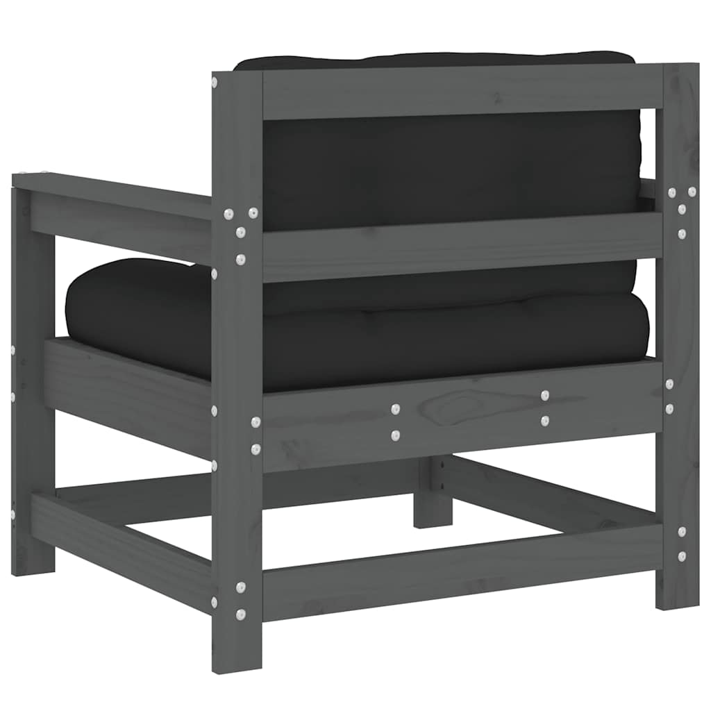 Sedie da Giardino con Cuscini 2pz Legno Massello di Pino Grigio | homemem39
