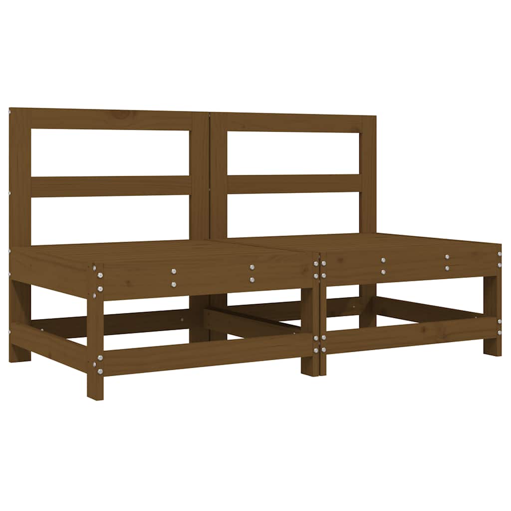 Divani Centrali con Cuscini 2pz in Legno Massello di Pino Ambra - homemem39