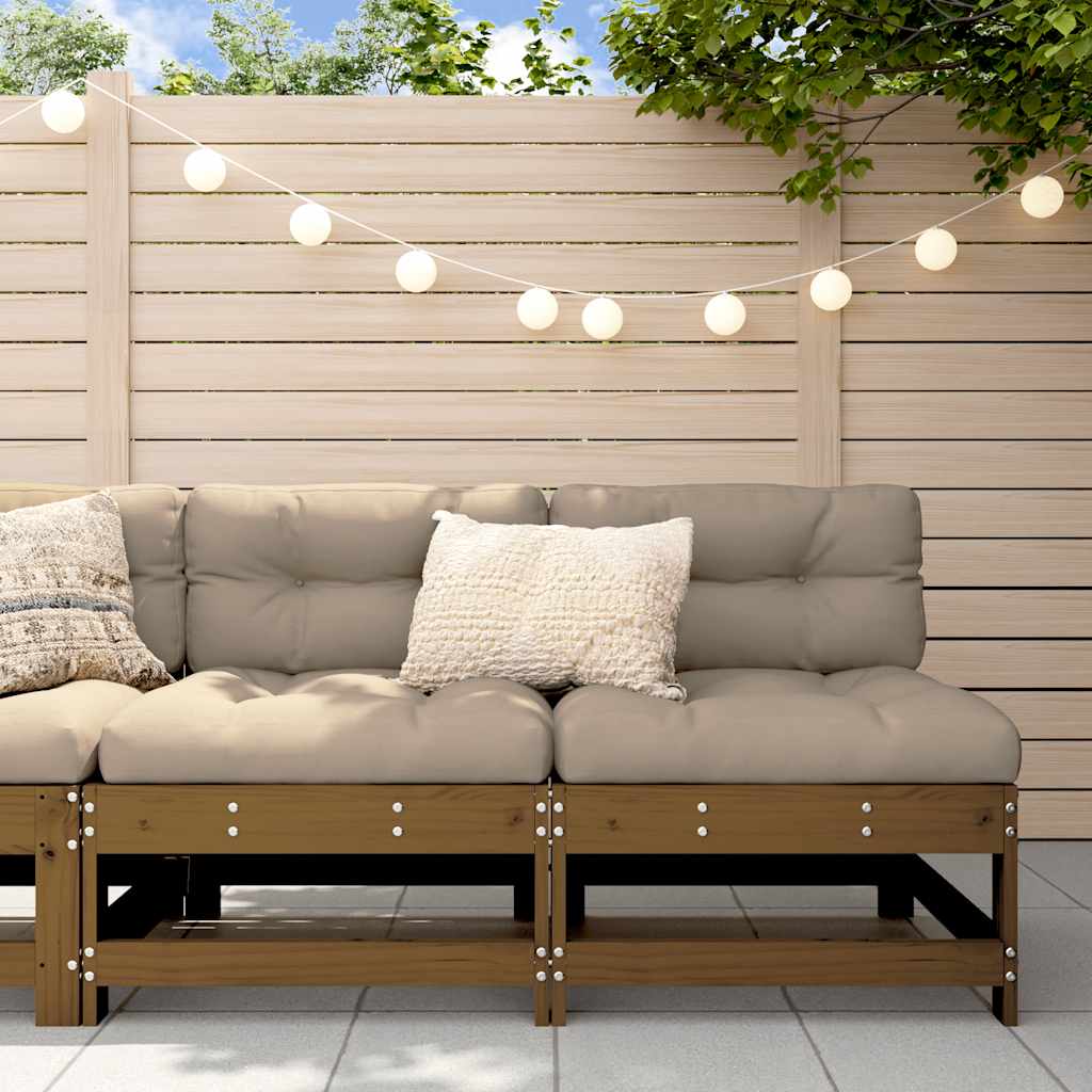 Divani Centrali con Cuscini 2pz in Legno Massello di Pino Ambra - homemem39