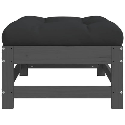 Poggiapiedi Giardino con Cuscini 2pz Legno Massello Pino