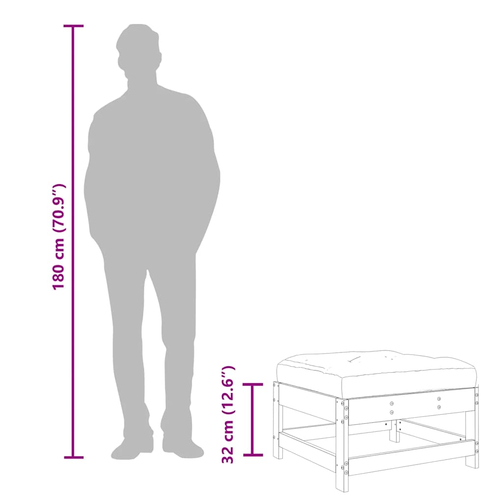 Poggiapiedi Giardino con Cuscini 2pz Legno Massello Pino Ambra
