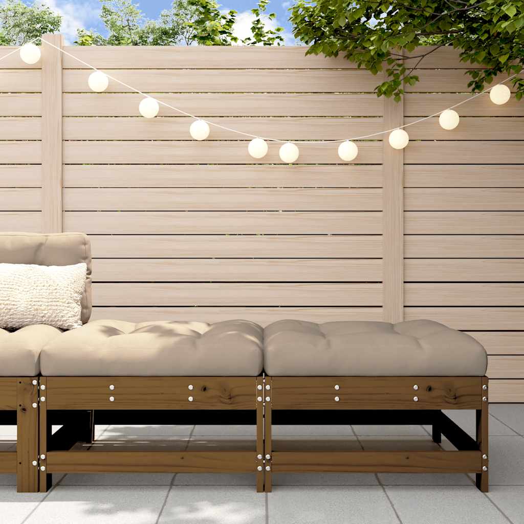 Poggiapiedi Giardino con Cuscini 2pz Legno Massello Pino Ambra