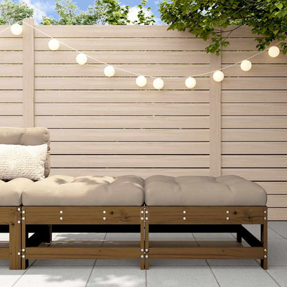 Poggiapiedi Giardino con Cuscini 2pz Legno Massello Pino Ambra