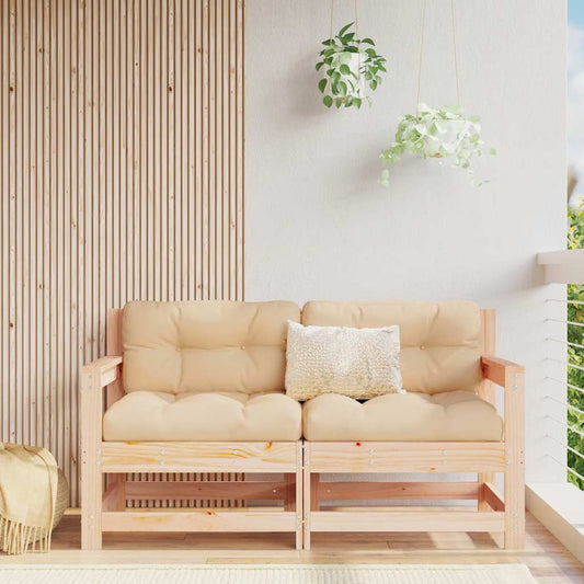 Sedie da Giardino con Cuscini 2 pz Legno Massello di Pino | homemem39