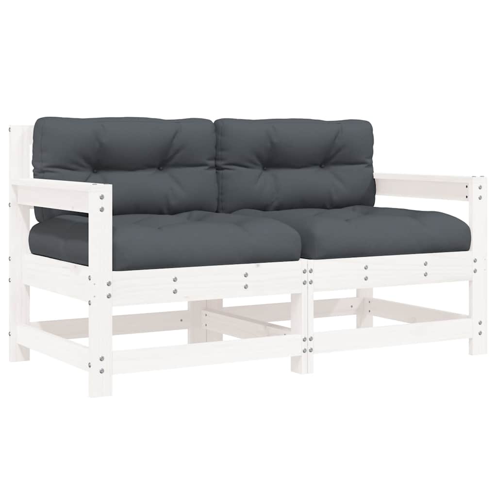 Sedie da Giardino con Cuscini 2pz Legno Massello di Pino Bianco | homemem39
