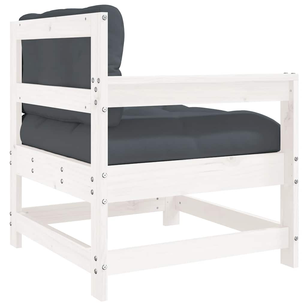 Sedie da Giardino con Cuscini 2pz Legno Massello di Pino Bianco | homemem39