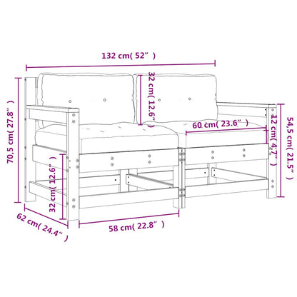 Sedie da Giardino con Cuscini 2pz Legno Massello di Pino Bianco | homemem39