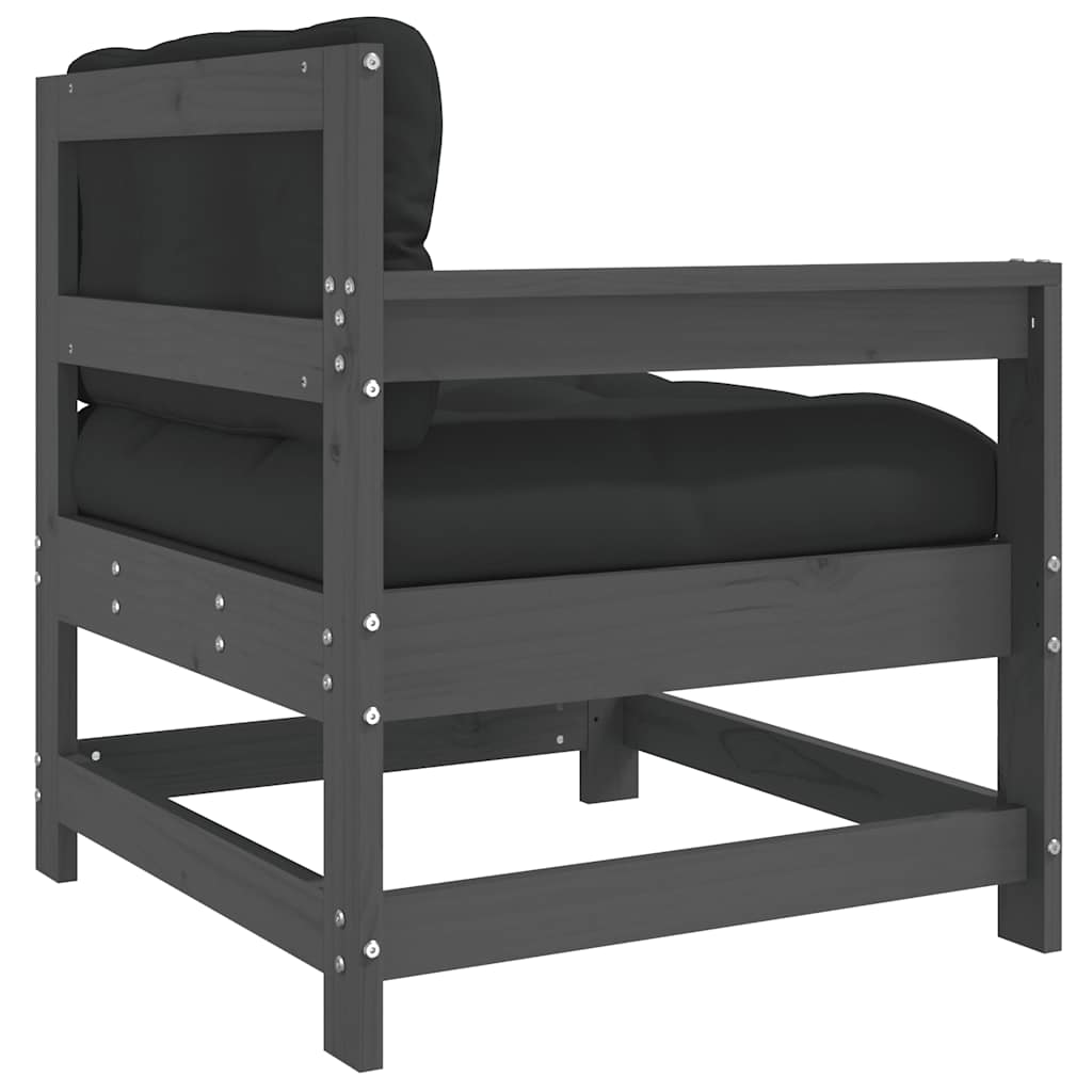 Sedie da Giardino con Cuscini 2pz Legno Massello di Pino Grigio - homemem39