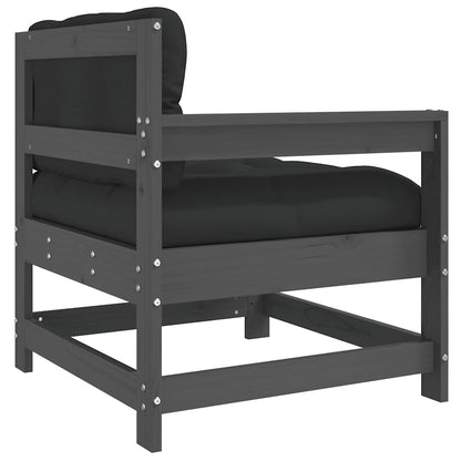 Sedie da Giardino con Cuscini 2pz Legno Massello di Pino Grigio - homemem39